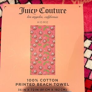 Juicy Couture Pink and Green Floral Towel